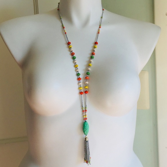Long Handmade BoHo Tassel Necklace - Picture 3 of 4